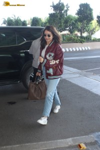 bollywood actress Shraddha Kapoor in a sports jacket and denim jeans
