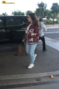 bollywood actress Shraddha Kapoor in a sports jacket and denim jeans