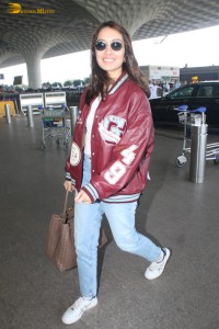 bollywood actress Shraddha Kapoor in a sports jacket and denim jeans