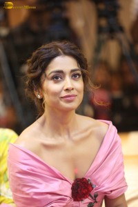 actress shriya saran in a low neck pink dress at a event
