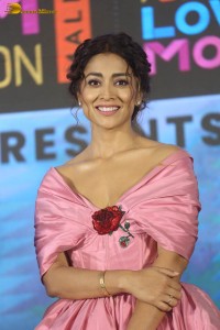 actress shriya saran in a low neck pink dress at a event