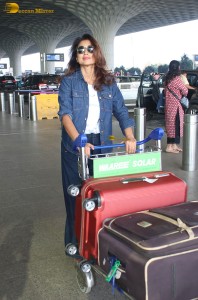 actress Shriya Saran stylish in denim at mumbai airport
