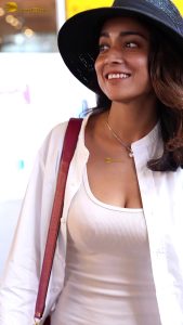 actress shriya cute in a white top and shirt