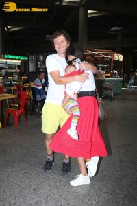 Shriya Saran seen with her husband Andrei and daughter Radha