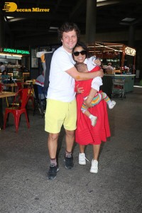 Shriya Saran seen with her husband Andrei and daughter Radha