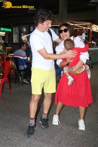 Shriya Saran seen with her husband Andrei and daughter Radha