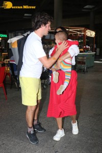 Shriya Saran seen with her husband Andrei and daughter Radha