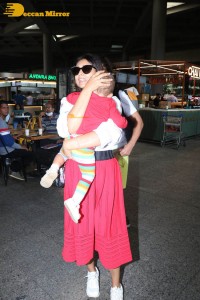 Shriya Saran seen with her husband Andrei and daughter Radha