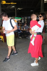 Shriya Saran seen with her husband Andrei and daughter Radha