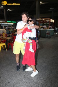 Shriya Saran seen with her husband Andrei and daughter Radha