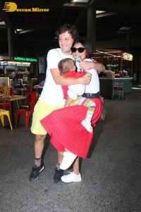 Shriya Saran seen with her husband Andrei and daughter Radha
