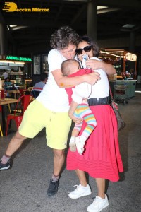 Shriya Saran seen with her husband Andrei and daughter Radha