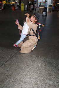 Actress Shriya Saran and her daughter Radha were spotted at the Mumbai Airport on April 15, 2024