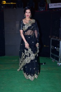 Shruti Haasan ravishing looks in a black saree at a movie function