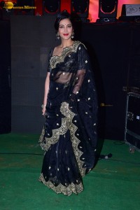 Shruti Haasan ravishing looks in a black saree at a movie function