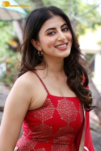 Actress Shweta Avasthi in a red dress