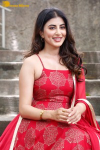 Actress Shweta Avasthi in a red dress