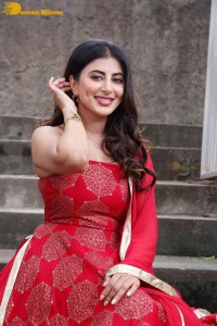Actress Shweta Avasthi in a red dress