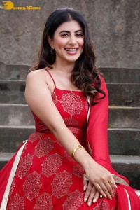 Actress Shweta Avasthi in a red dress
