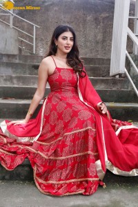 Actress Shweta Avasthi in a red dress