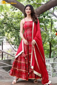 Actress Shweta Avasthi in a red dress