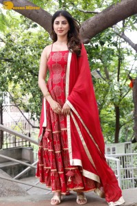 Actress Shweta Avasthi in a red dress