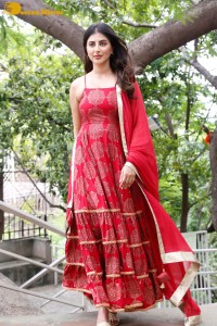 Actress Shweta Avasthi in a red dress