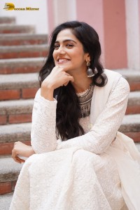 Tollywood Actress Simran Choudhary in a white salwar dress