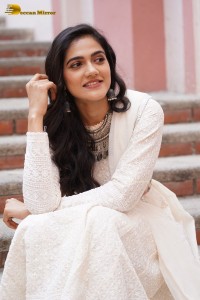 Tollywood Actress Simran Choudhary in a white salwar dress