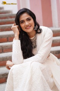 Tollywood Actress Simran Choudhary in a white salwar dress