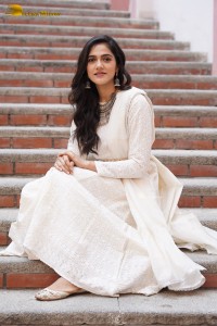 Tollywood Actress Simran Choudhary in a white salwar dress