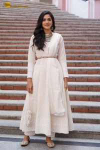 Tollywood Actress Simran Choudhary in a white salwar dress