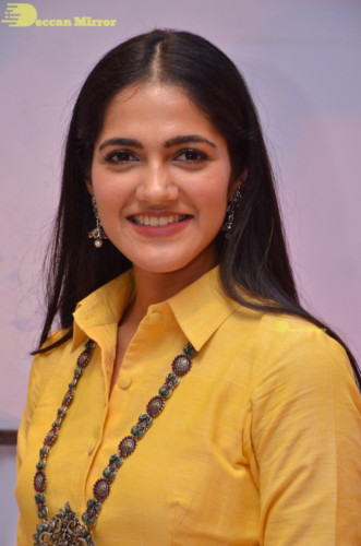 Telugu Actress Simran Choudhary in a yellow salwar dress
