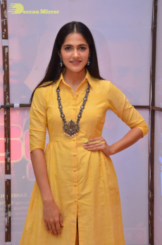 Telugu Actress Simran Choudhary in a yellow salwar dress