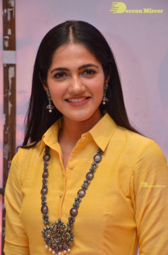 Telugu Actress Simran Choudhary in a yellow salwar dress