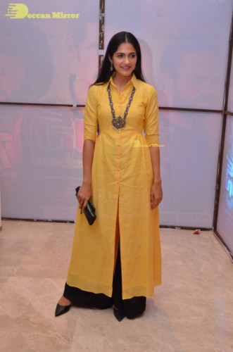 Telugu Actress Simran Choudhary in a yellow salwar dress