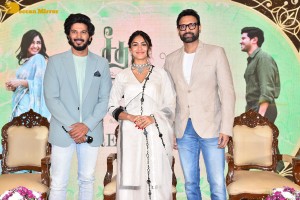 Sita Ramam movie team Dulquer Salmaan, Sumanth Akkineni and Mrunal Thakur hold a press meet in Chennai