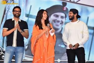 Sita Ramam movie team Dulquer Salmaan, Mrunal Thakur and Sumanth Akkineni visit Ethiraj College in Chennai to promote their film