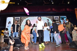 Sita Ramam movie team Dulquer Salmaan, Mrunal Thakur and Sumanth Akkineni visit Ethiraj College in Chennai to promote their film