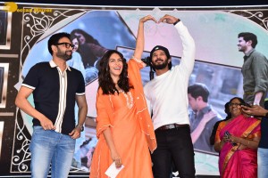 Sita Ramam movie team Dulquer Salmaan, Mrunal Thakur and Sumanth Akkineni visit Ethiraj College in Chennai to promote their film