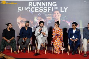Mrunal Thakur and Dulquer Salmaan attend the success meet of the film Sita Ramam in Mumbai