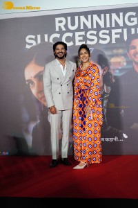 Mrunal Thakur and Dulquer Salmaan attend the success meet of the film Sita Ramam in Mumbai