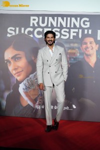 Mrunal Thakur and Dulquer Salmaan attend the success meet of the film Sita Ramam in Mumbai