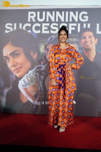 Mrunal Thakur and Dulquer Salmaan attend the success meet of the film Sita Ramam in Mumbai