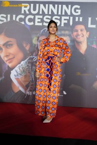 Mrunal Thakur and Dulquer Salmaan attend the success meet of the film Sita Ramam in Mumbai