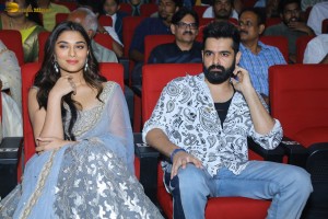 Skanda Pre-Release Function attended by Ram Pothineni, Saiee Manjrekar, Sreeleela, and Nandamuri Balakrishna