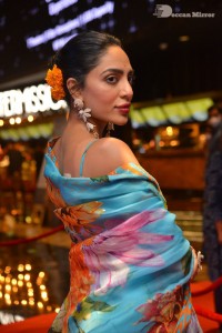 Model turned Actress Sobhita Dhulipala poses for pictures at a cinema event