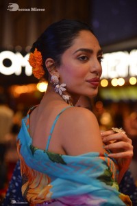 Model turned Actress Sobhita Dhulipala poses for pictures at a cinema event