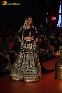 actress Sonakshi Sinha ramp walk in a black lehenga choli dress