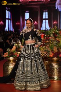 actress Sonakshi Sinha ramp walk in a black lehenga choli dress